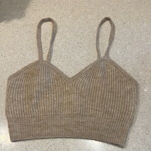 H&M Tan Ribbed Knit Crop Top